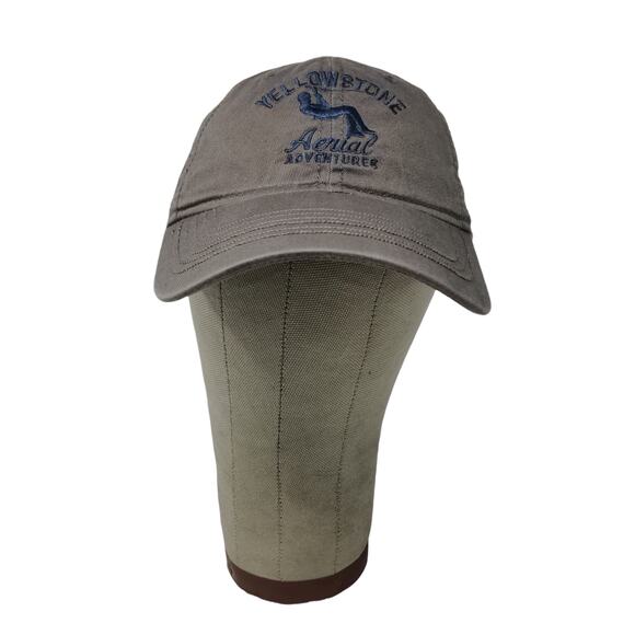 Yellowstone Aerial Adventures Strapback Hat Brown Embroidered Logo Zip Line - Picture 1 of 10